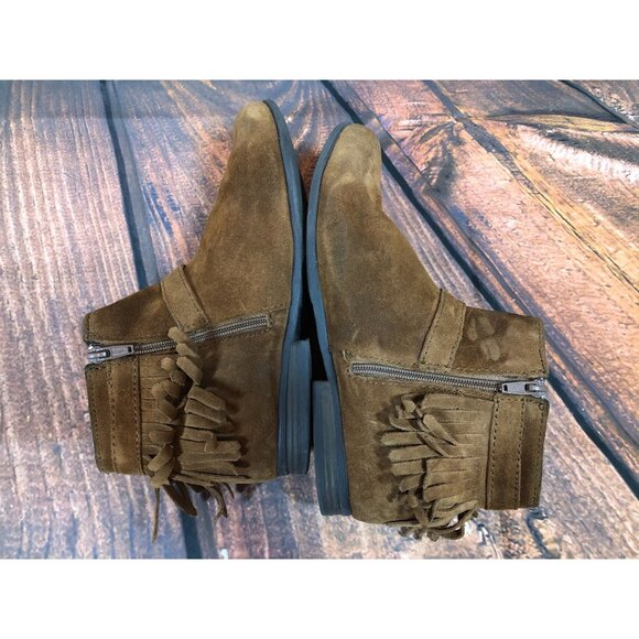 Minnetonka Rancho Brown Suede Fringe Ankle Buckle Boots Booties Womens 9 (v5L - Picture 6 of 11